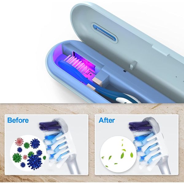 Toothbrush Disinfector, UV-C Disinfector, Toothbrush Disinfector, Mold Prevention, Rainy Season Protection, Toothbrush Disinfecting Case, USB Rechargeable, 5 Minute Automatic Timer, Convenient to