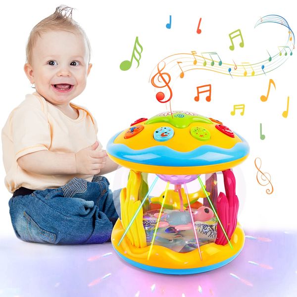 Baby Toys 6 to 12 Months Ocean Projector Baby Light Up Toys Musical Tummy Time Infant Toys 3-6 6-12 12-18 Months 6 7 8 9 Month Old Baby Crawling Toys One Year Old Birthday Gifts Boys Girls