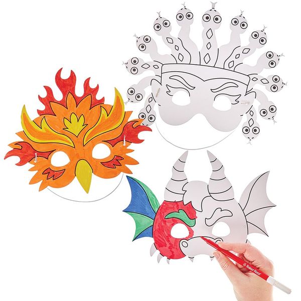 Baker Ross FN079 Fabelwesen-Masken zum Ausmalen - 10er-Pack, Faschingskostüme, Kunst und Kunsthandwerk