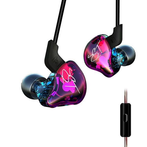 Yinyoo KZ Headphones KZ ZST Colorful Hybrid Banlance Armature with Dynamic in-Ear Earphone Earphones 1BA+1DD HiFi Sport Headset (With mic, Purple)