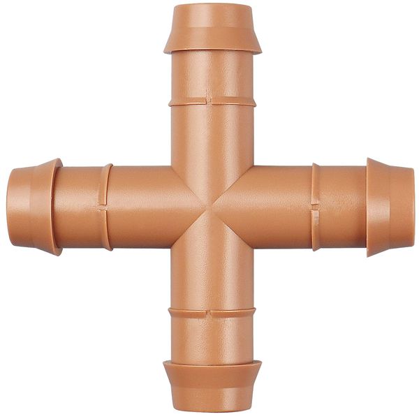 Gardrip Drip Irrigation Barbed Cross Tee：10 Pack Drip Irrigation Cross Parts Fits for 1/2 Inch Drip Irrigation Tubing 17mm 0.600" ID Barbed Connectors for Patio Lawn Garden