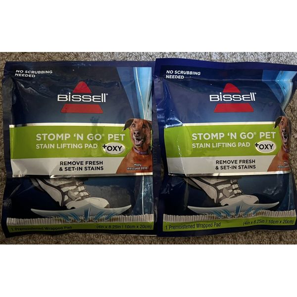 Lot Of 2 Packs Bissell Stomp 'N Go Pet Lifting Pads + Oxy Stain Removal Carpet