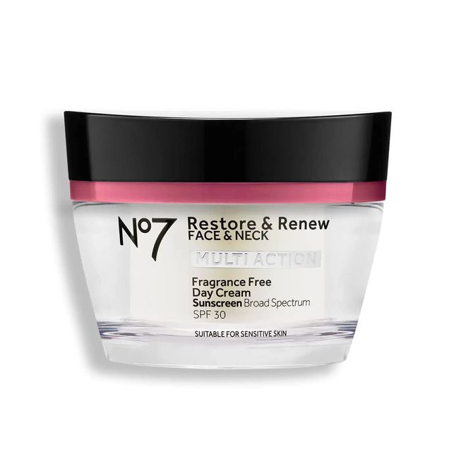 No7 Restore & Renew Multi Action Face & Neck SPF 30 Day Cream Fragrance Free - Anti Aging Face Cream + Emblica & Vitamin C Brightening Moisturizer + Skin Firming Hyaluronic Acid Neck Cream (50ml)