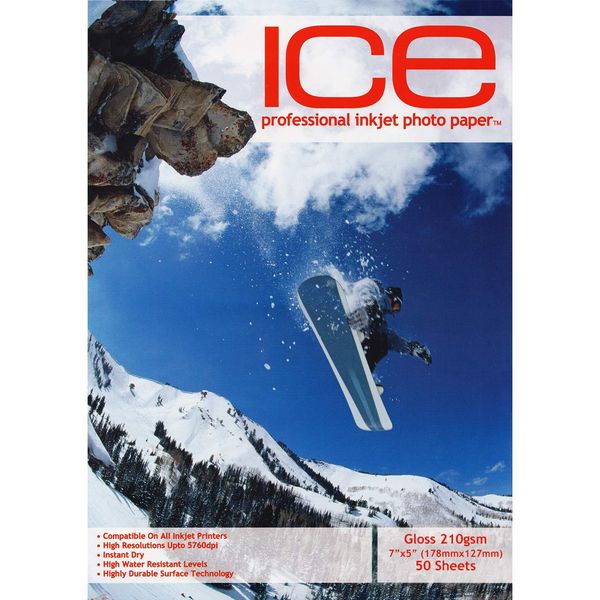 100 Sheets ICE Premium Gloss Paper 210gsm 7x5