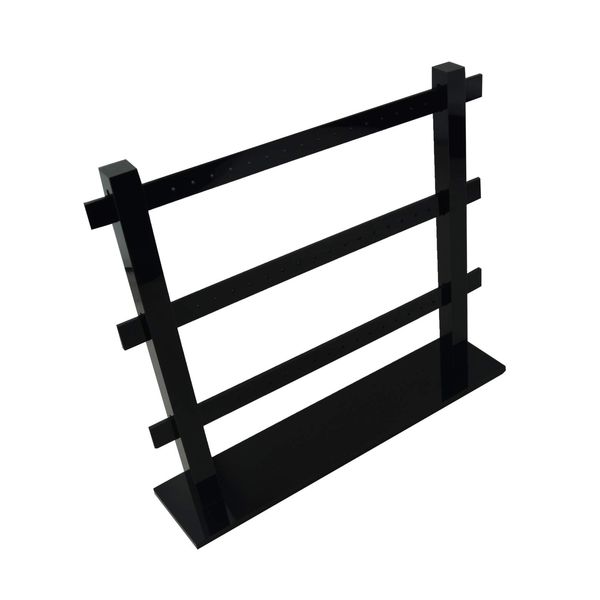 Acrylic 48 Notch Display Hoops Dangles Studs Drops Earring Jewellery Rack Showcase (Black, 1)