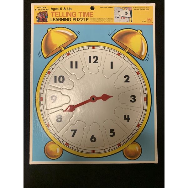 Vintage 1985 Golden Step Ahead Telling Time Clock Puzzle 4736  Ages 6 & up !!!!