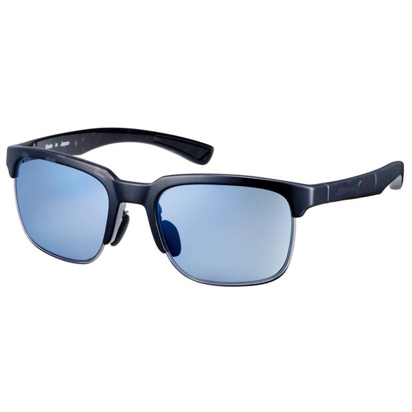 Swans ER1-0167 DMSM Sports Sunglasses, EAR 1 er-1 (For Golf, Fishing, Outdoors), Made in Japan, Demi Smoke x Clear Smoke/Polarized ULTRA Ice Blue (Double Sided Multi)