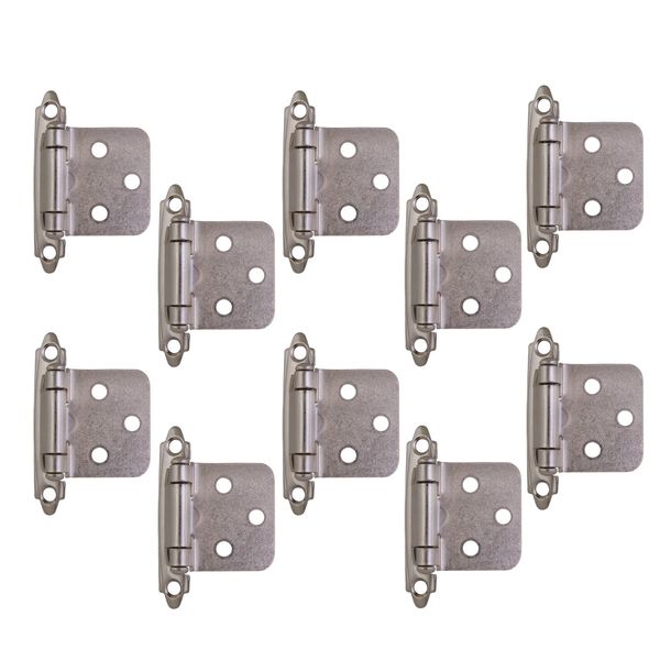 Design House 189662-SN Overlay Hinges for Kitchen Cabinets 10-Pack Satin Nickel