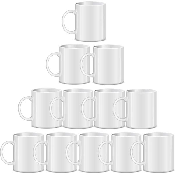 RAINBOWTIE Sublimation Mugs, Sublimation Mugs Blank, 11oz Sublimation Coffee mugs,White Coated Ceramic Cup, Mug Sets - set of 12