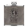 World's Best Mum 6oz PU Leather Hip Flask Grey Luxe