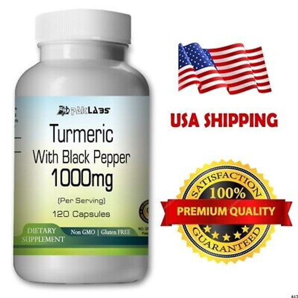 Turmeric + Black Pepper Extract Bioperine 120 Capsules 1000mg Digestive Health