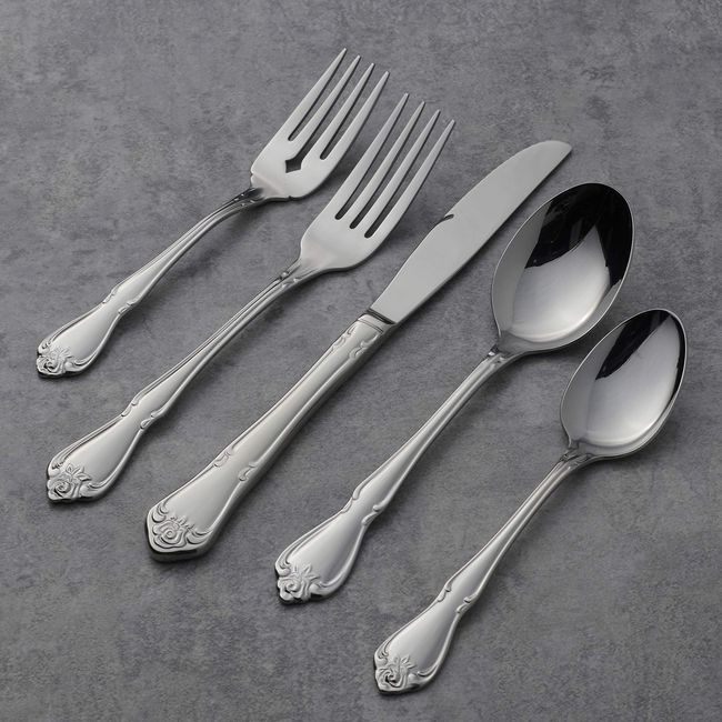 Oneida Arbor Rose 18/10 Stainless Steel Tablespoon/Serving Spoons