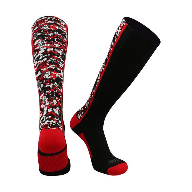 TCK Digital Camo OTC Socks (Black/Red, Small)