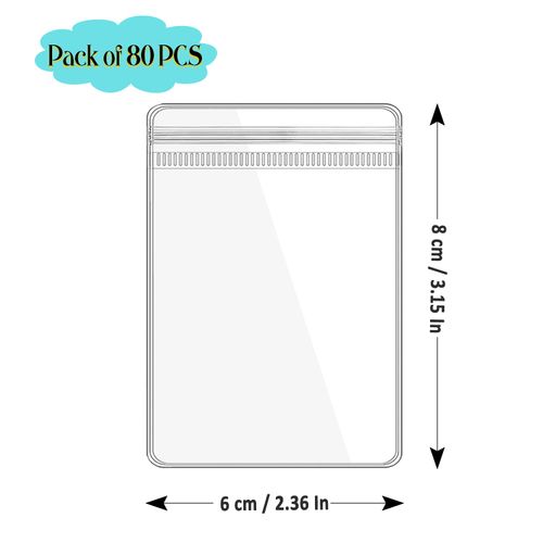 LingLingo Jewelry Pouch Clear Self Seal Plastic Zipper Bags for Earrings Rings Packing Storage Transparent PVC Lock Pouches, Pack of 80