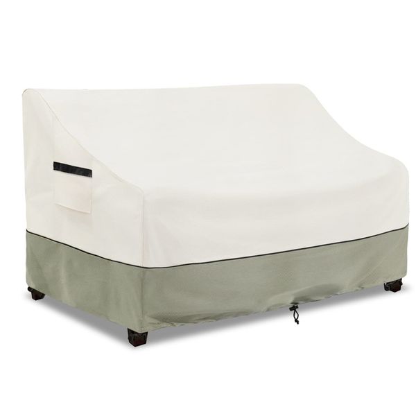 LSongSKY Outdoor 2-Seater Loveseat Cover,Patio Sofa Covers Fits up to 58W x 32.5D x 31H Inches,100% Waterproof Heavy Duty Patio Furniture Covers,Beige & Gray-Green