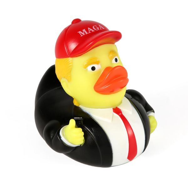 Funny Trump Rubber Duck, 3.62in Novelty Donald Trump Rubber Duckies 2024 Baby Duck Bath Toy for Car Ducking Dashboard Decoration Collectors (Red Hat Thumbs Up)