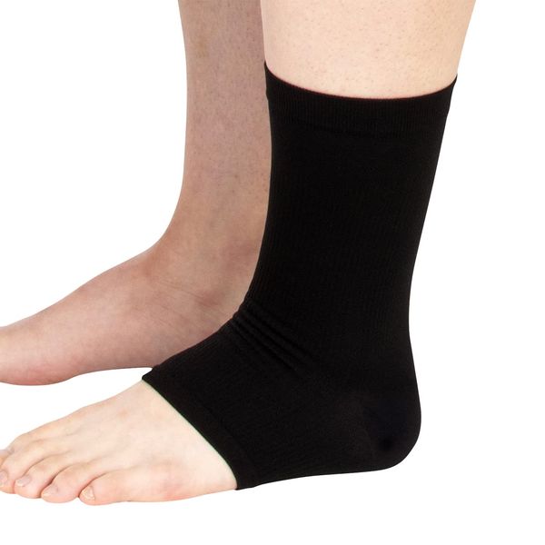 D&M ATHMD Aspedy Ankle Supporter, Fixed, Protection, Pain Prevention, Level 2, Slightly Tightening, Sleeve Type, Thin, For Ankles, Made in Japan, Black, One Size Fits Most