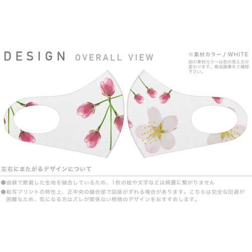 Design Mask, Set of 2, Polyester, Washable, Cloth Mask, Unisex, Cherry Blossoms, Spring
