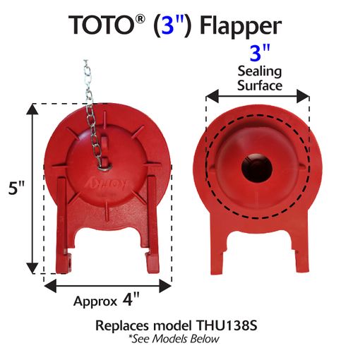 Korky 2021BP G-Max Flapper For TOTO Toilet Repairs - Large 3-Inch Flapper - Easy to Install - Made in USA