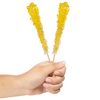 Yellow Rock Candy Crystal Sticks - Lemon Flavored - 12 Indiv. Wrapped