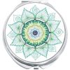 Blue and Green Mandala Leaf Pattern Compact with Mirrors - for Pocket or Purse