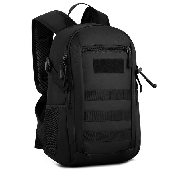 Wowelife Mini Tactical Backpack 10L Small Military Bag for Camping Black Daypack for Hunting Hiking Trekking Travel Bag MOLLE Backpack Assault Pack for Men and Women