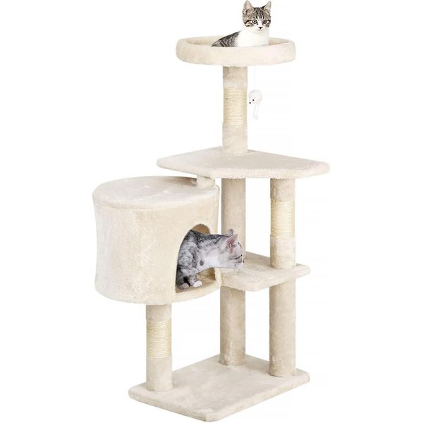 Cat Tree Tower Activity Center Pet Sturdy Playing Scratch House Condo Beige 36