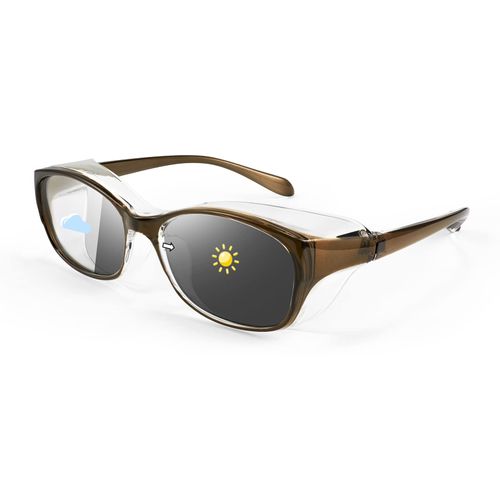 FEISEDY B1050 Pollen Glasses, Sunglasses, Men's, Color Changing Dimmable, Polarized Glasses, Women's, Windproof, Dustproof, Casual, UV Protection, Protective Glasses, Droplet Infection Prevention, Viruses, Pollen Fever, Ultra Lightweight, Unisex, Brown Co