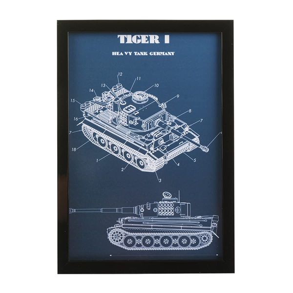 German Tiger 1 Tank Framed Blueprint (Blueprint)