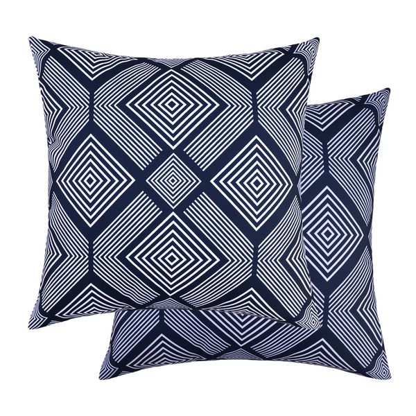 Eternal Beauty|Polyester Decorative Square 2 PCS Cushion Covers 18"x18",Whaterproof Outdoor Throw Pillow Case for Garden Furniture Sofa with Invisible Zipper,Blue Square(45cmx45cm)