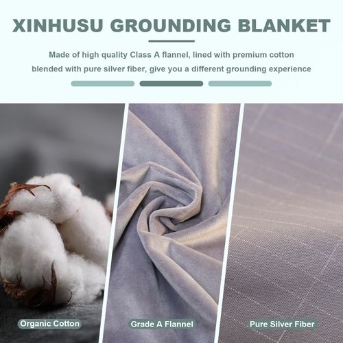 Grounding Blanket Earth Connected Bed Throws Silver Fiber Grounded Flannel Bedding for Relaxation (Grey, 50x60 Inch)
