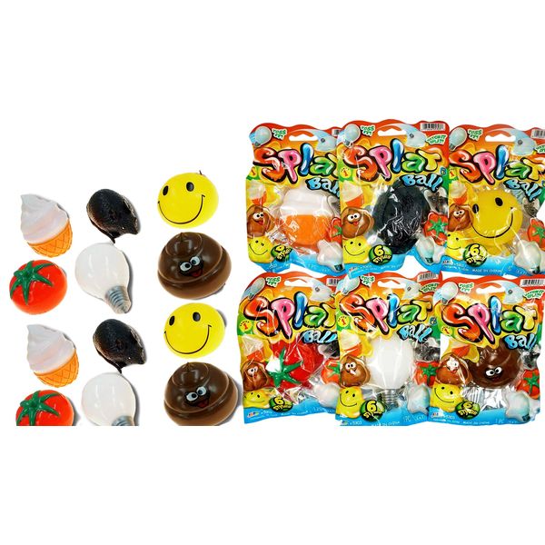 JA-RU Splat Ball - Squishy Stress Balls (12 Assorted Pack) Emoji-Squishy Ball Fidget Pack for Kids and Adults. Party Favor Classroom Treasure Box Prize Birthday Gifts Easter Egg Stuffers. 5303-12