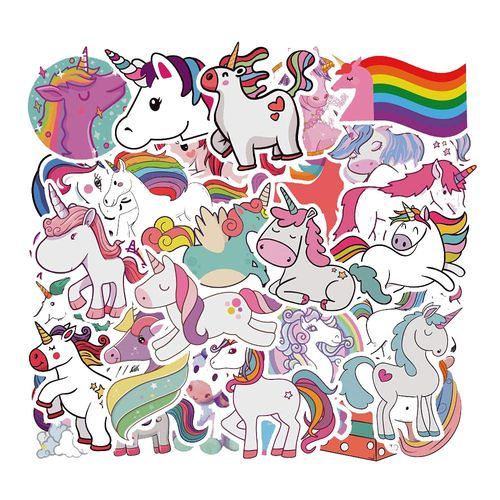 Unicorn Stickers, Pack of 50, Unicorn Stickers, Waterproof Vinyl for Bicycle, Laptop, Skateboard, MacBook, iPad and More