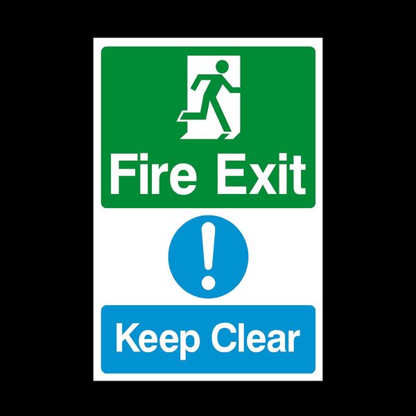 Fire Exit Keep Clear Plastic Sign - Fire/Emergency/Exit/Alarm/Push/Extinguisher (MISC13)