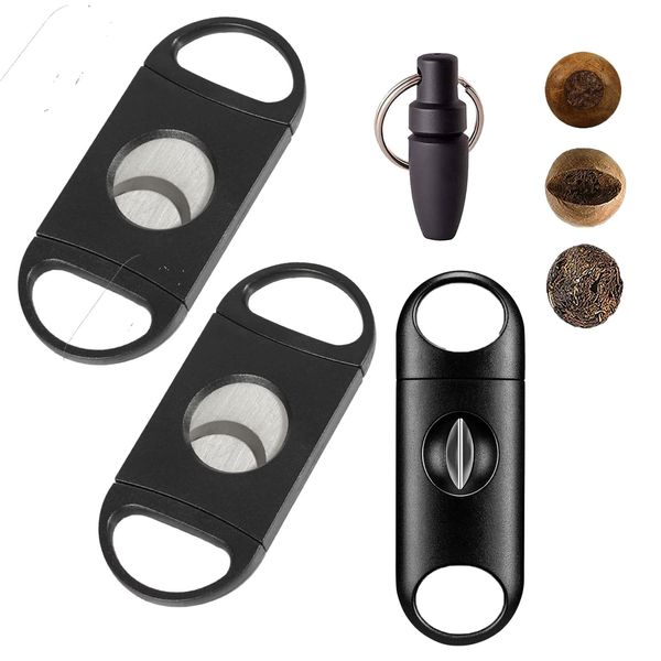 tlhaoa Cigar Cutter Cigar Punch Guillotine Cigar Cutter & V-Cut Cigar Cutter 4 Pack Perfect Combo of Cigar Accessories for Men