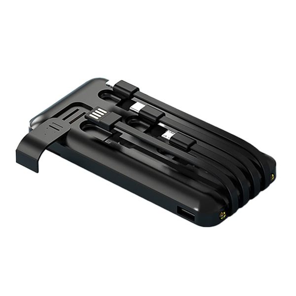 GSPOWER Power Bank 10000mAh with Built-in Cable (Black)