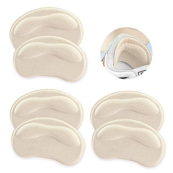 Heel Cushion Pads, 3 Pair Beige Self-Adhesive Heel Grips Inserts for Boots Loose Shoes Too Big, Heel Clips Inserts, Shoe Liners Heel Protector for Men and Women, Improve Shoe Fit