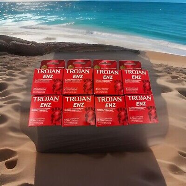 Lot of 8 PACKS Trojan Non-Lubricated Premium Latex Condoms 3 ct (TOTAL of 24)