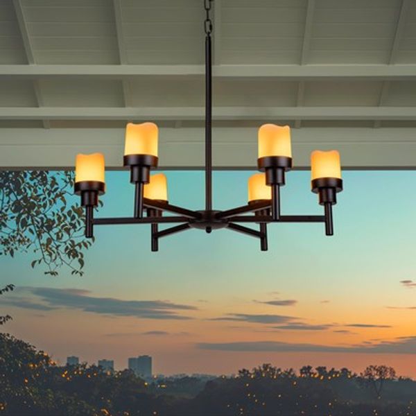 Battery Operated Outdoor Chandelier - Hanging Candle Lights for Gazebo, Canop...