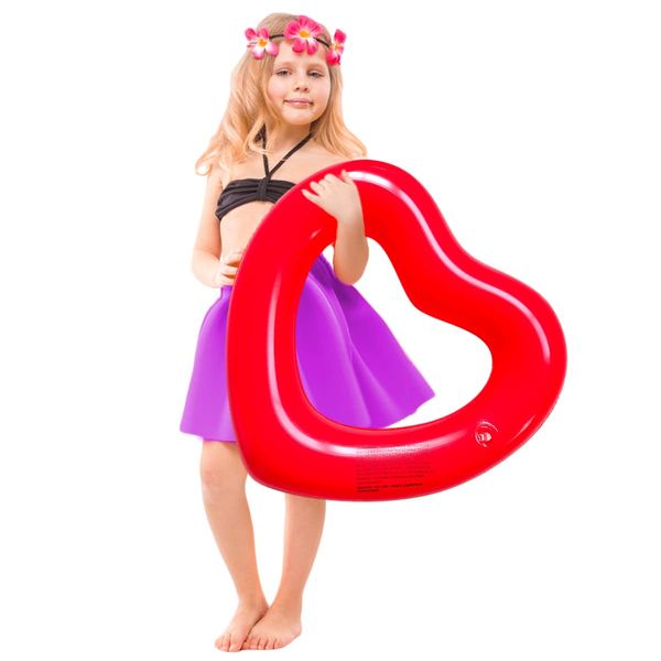 Pool float for kids,swimming tube for kids,Swim Rings for kids, Heart Shaped Pool Float Loungers Tube, Water Fun Beach Party Toys for Kids,Love scene decorations (Red, 3-6 ages)