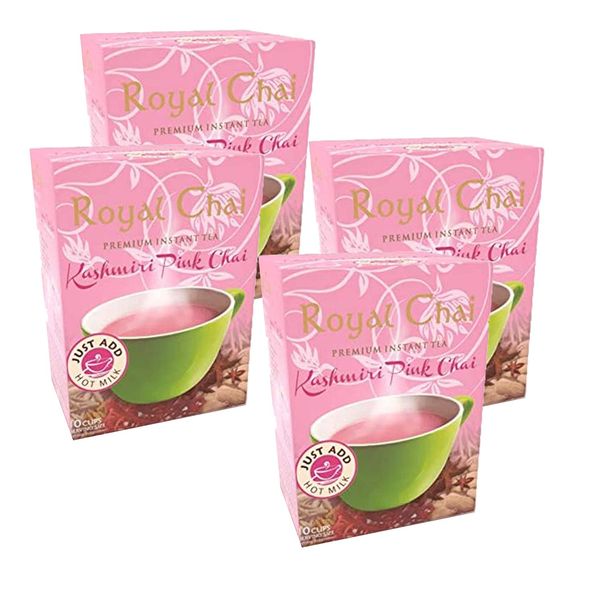 Royal Chai Kashmiri Pink Unsweetened 140g (Pack of 4) – Premium Instant Tea – Kashmiri Tea – Natural – Instant Kashmiri Indian Tea