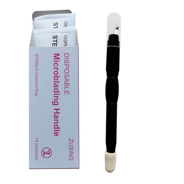ZUSING Very Sharp Disposable Microblading Pens 9 Needles And Pigment Brush Microblading Pen Disposable 10 pcs/pack (Black)