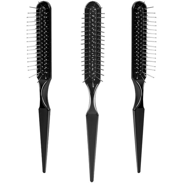 Synthetic Wig Brush,3 Pack Hair Brush 3 Row Wig Wire Brush Black Styler Brush Travel Size Metal Combs for Synthetic Wigs Detangling,Barber,Beginner