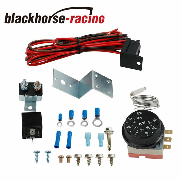 12V ADJUSTABLE ELECTRIC RADIATOR FAN THERMOSTAT CONTROL RELAY WIRE HARNESS KIT