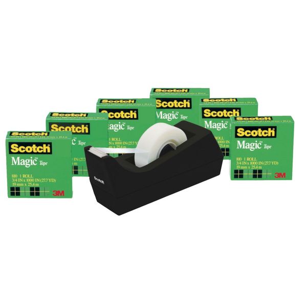 Scotch Magic Tape, 6 Rolls with Dispenser, Numerous Applications, Invisible, Engineered for Repairing, 3/4 x 1000 Inches, Boxed (810K6C38)