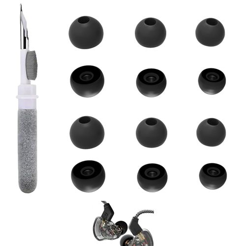 Vykyntow Replacement Earbud Tips Compatible with YINYOO KBEAR Storm/OS1PRO/Flash/KB01/ Xuanwu/Rosefinch/KS1/Robin IEM/Easy KZ ZST/EDC, Silicone, Fits in Case, S/M/L 6 Pairs, with 3-in-1 Cleaner