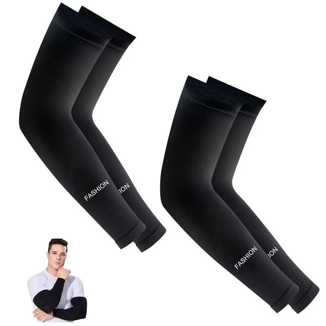 SIYINGSAERY 2 Paar Armstulpen UV Schutz Schwarze Sonnenschutz Armlinge Herren Damen Rutschfest Ärmlinge Arm Sleeve Elastische Armschutz Sonne Unisex Anti UV Arm Protector für Laufen Fahren Basketball