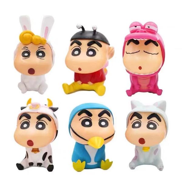 Denyeet Decorative Animation Crayon Shin-chan Cute Center Console Doll Figure Crayon Shin-chan Set of 6 Crayon Shin-chan Car Interior Accessories