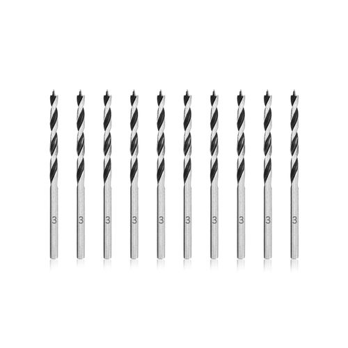 Meccion Wood Drill Bits 3mm 10Pcs Brad Point Auger Drill Bit Professional Woodworking Lip and Spur Drill Bit for Wood