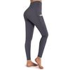OUGES Women's sports leggings, high waist leggings, yoga trousers, opaque sports trousers with pockets - gray, size: l